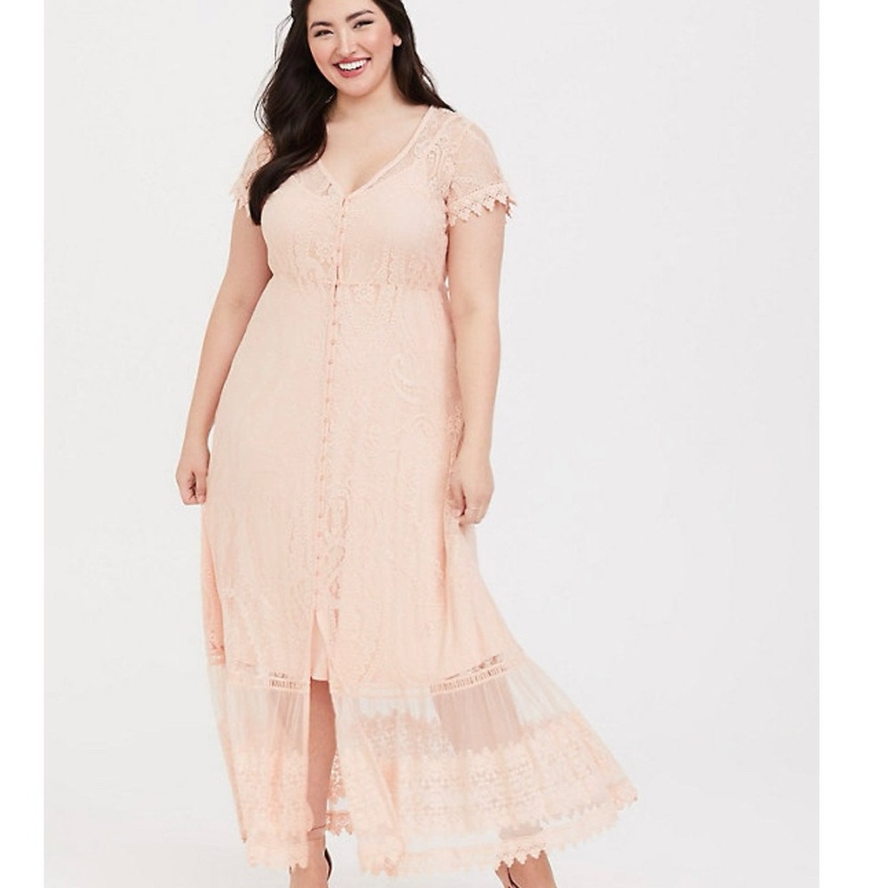 Torrid Pink Ruffled Tiered Maxi Dress